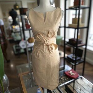 PAULE KA Womens Cream Bow Silk Dress Size 36